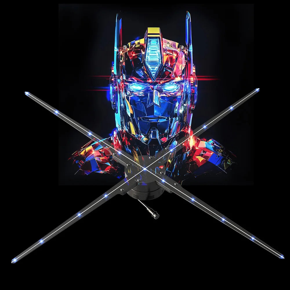 Eye Catching 100cm 3D Fan Advertising Machine With Vivid Effect for High Definition LED Holographic Display Features