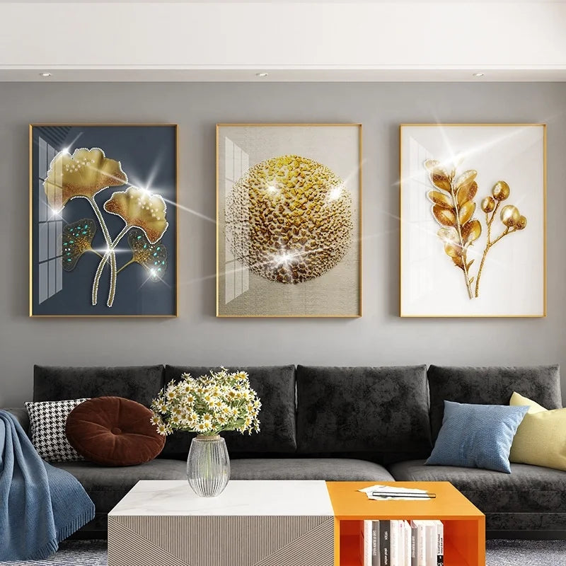 Leaf Diamond Crystal Porcelain Painting Wall Pictures Wall Art Living Room Still Life Paintings