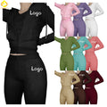 Custom  Tracksuits Hoodie Top Match Slim Pants Set Solid Color  Tight Trousers Suit Street Casual Lounge Sets