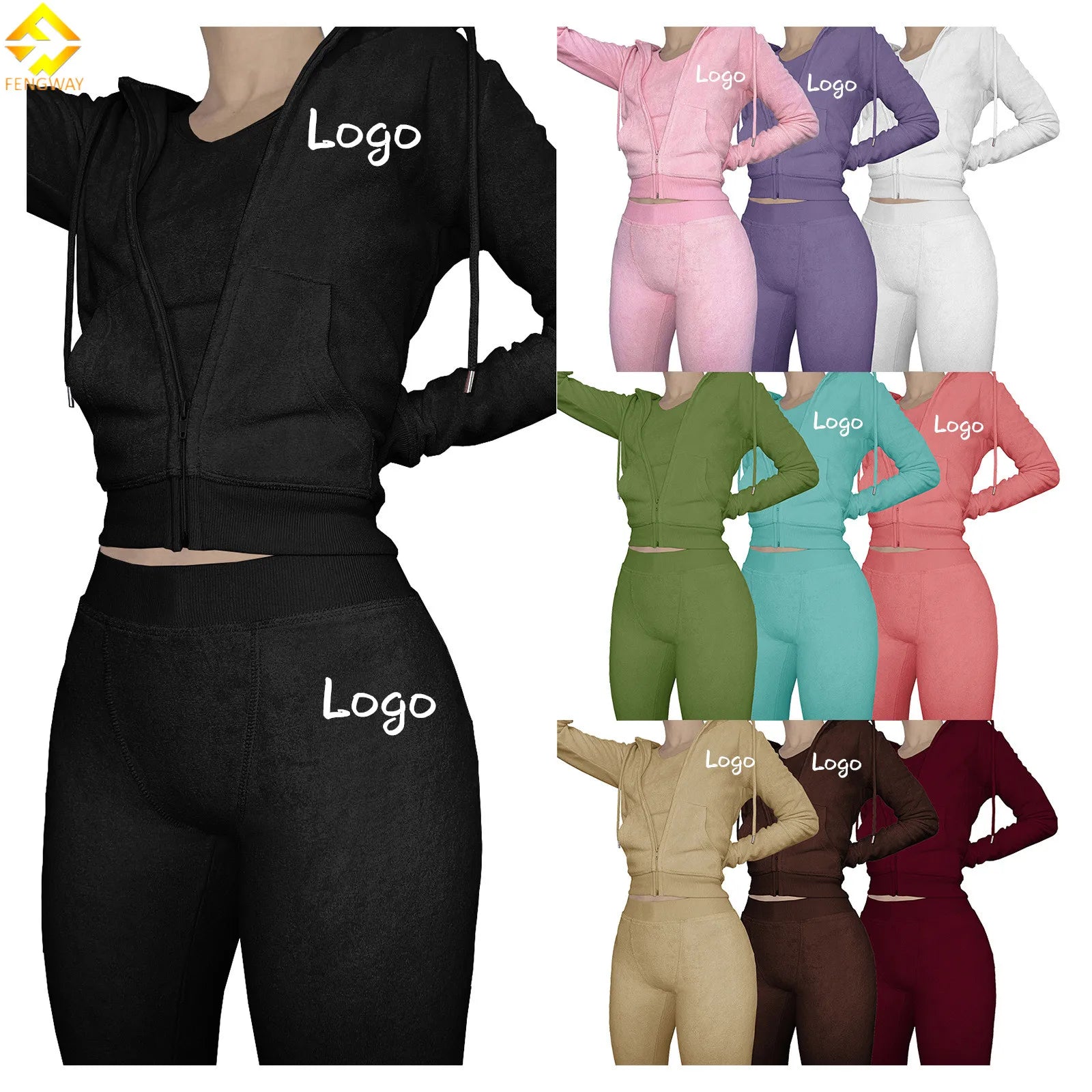 Custom  Tracksuits Hoodie Top Match Slim Pants Set Solid Color  Tight Trousers Suit Street Casual Lounge Sets
