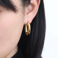 Chris April Fashion Jewellery Trendy Stainless Steel Earrings Jewelry Hoop Pvd Gold Plated Plain U-turn Earrings