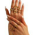 Stylish Women's 18K Gold Free-Size Cluster Ring Modern Stainless Steel Fashion Ring Smooth Surface for Anniversaries Parties