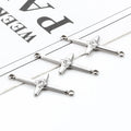 New Polished Stainless Steel Double Head Welding Ring Diamond-encrusted Cross Ornament Accessories DIY Necklace Bracelet Fashion
