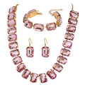 Jachon Luxury High Jewelry Rhinestone Necklace Earring Bracelet Set Elegant Ladies Collarbone Chain Fashion Jewelry for Wedding