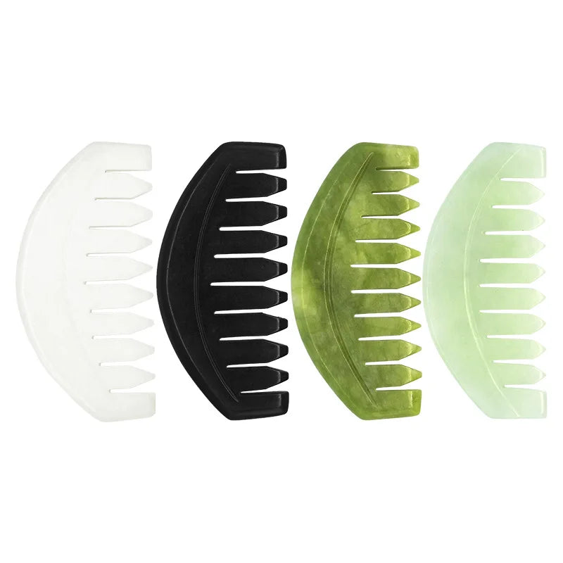 Best Seller Products 2024 Round Shape Natural Xiuyan Jade Gua Sha Scalp Massage Comb Head Hair Care Massager Dredge Meridians