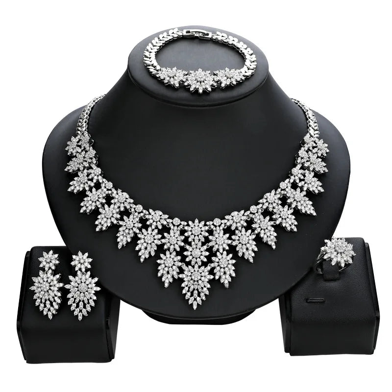 2025 Fashion Exquisite Zircon Jewelry Set Light Luxury Bridal Jewelry Set Temperament Necklace Sets for Women Jewelry