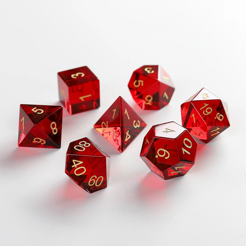 Factory Wholesale HOT-SELLING Ruby Zircon Glass Dice Set for Dungeons and Dragons RPG