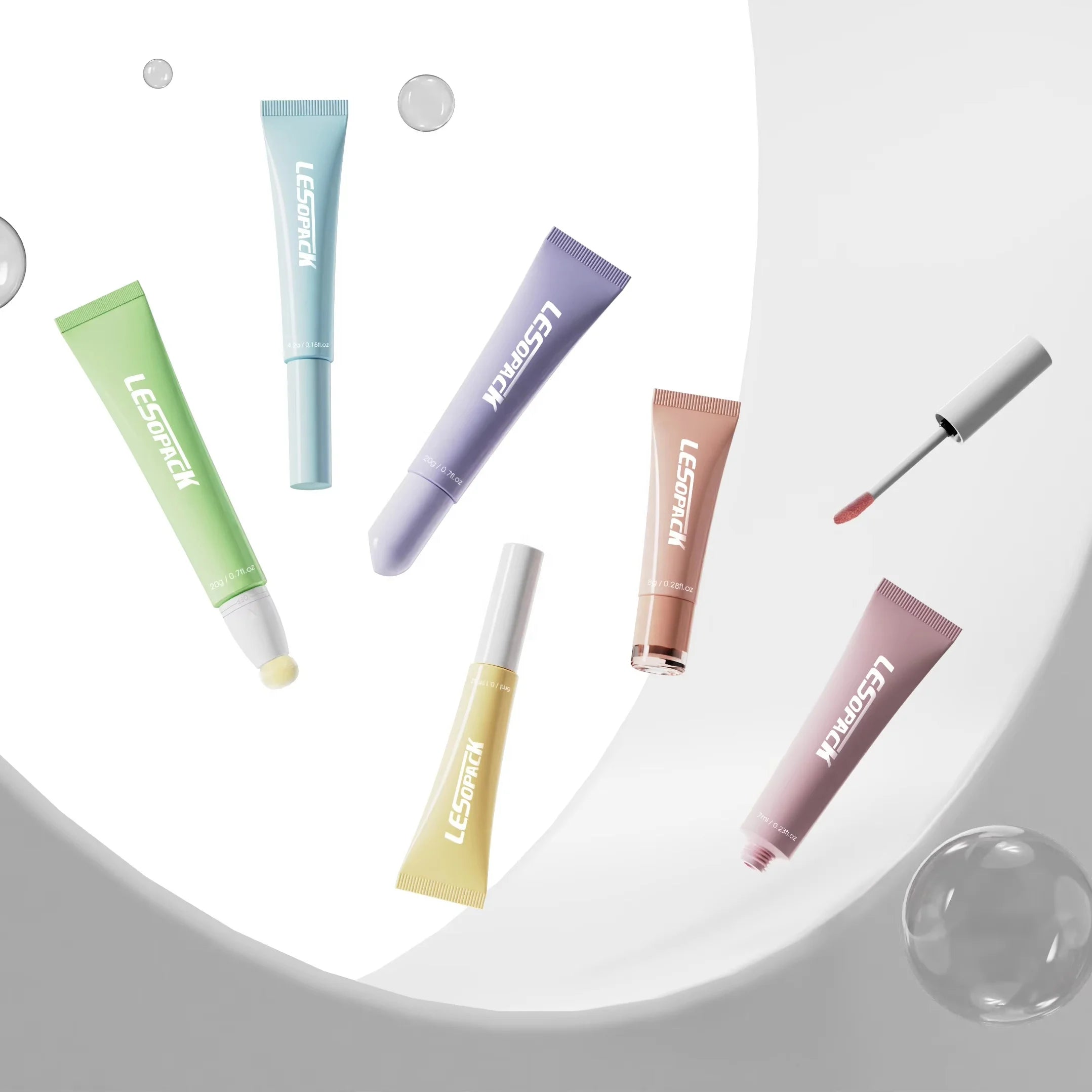 2024 New Designed Lip Gross Soft Tube with Functional Cap Luxury Empty PE Lip Balm and Make up Tools with Irregular Top