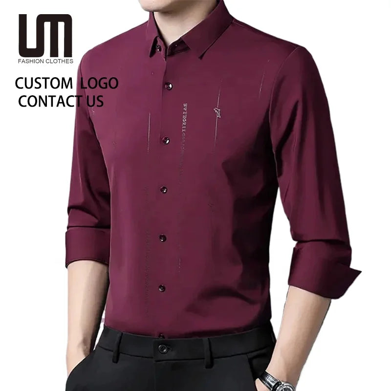 Liu Ming Custom Wholesale Autumn New Arrivals Men Casual Fashion Long Sleeve Business Slim Plus Size Shirts