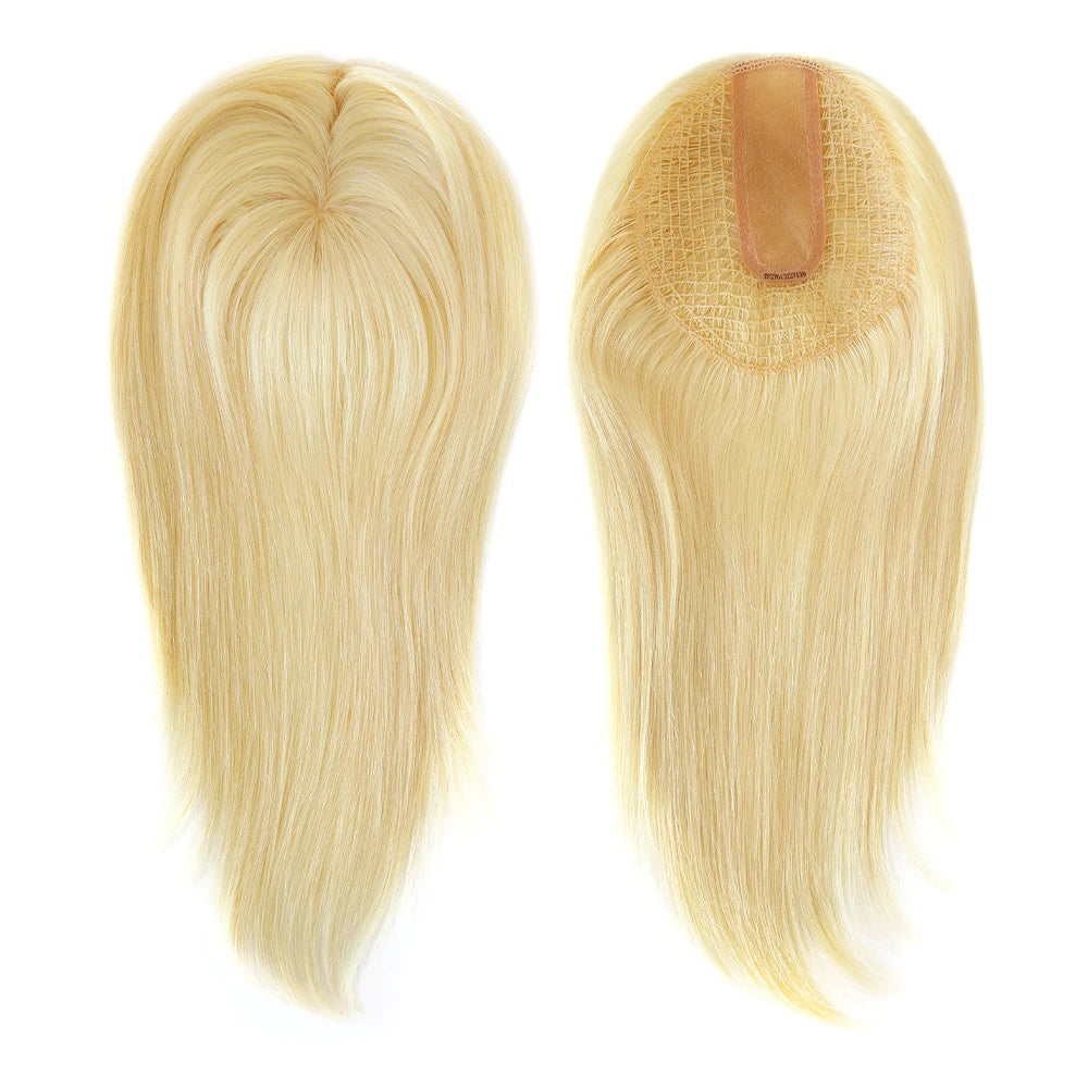 Integration Fish Net Hair Topper 16" Chinese Cuticle Virgin Remy Human Hair Free Part Silk Base #613 6 X 6.5