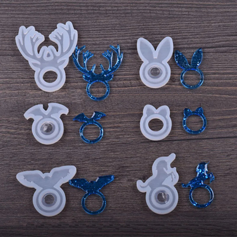 Irregular rabbit ear cat animal ring unicorn epoxy decorate cake Resin Crystal Glue Silicone Mold Aromatherapy for 3D Mould