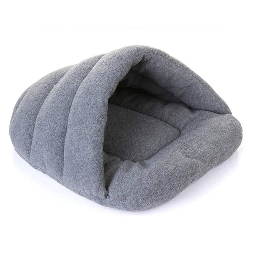 Customizable Soft Plush Pet Sofa Slipper Style Extra Warm Half Surrounded Cat Cave Bed House with Solid Pattern