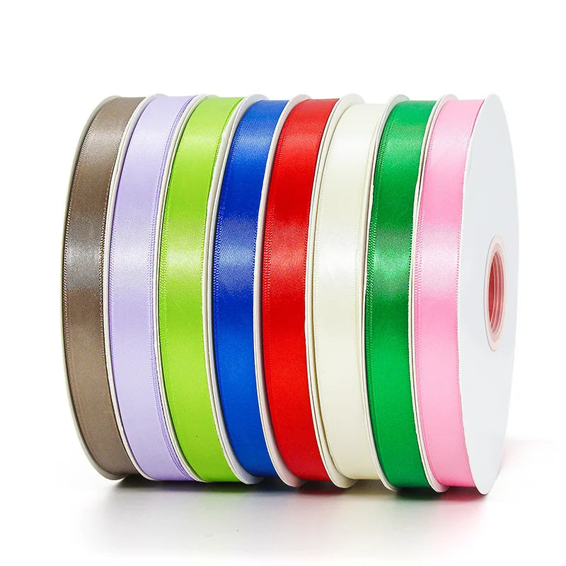 Factory Large Stocked Polyester Solid Color 3-100MM Single Faced Polyester Ribbon for Decoration MegaBDM