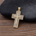 QIKU New Cross Pendant Classic Retro Shiny Cubic ZirconWomen Fashion Gold Color Crystal Choker Necklace Party Jewelry Charm Gift