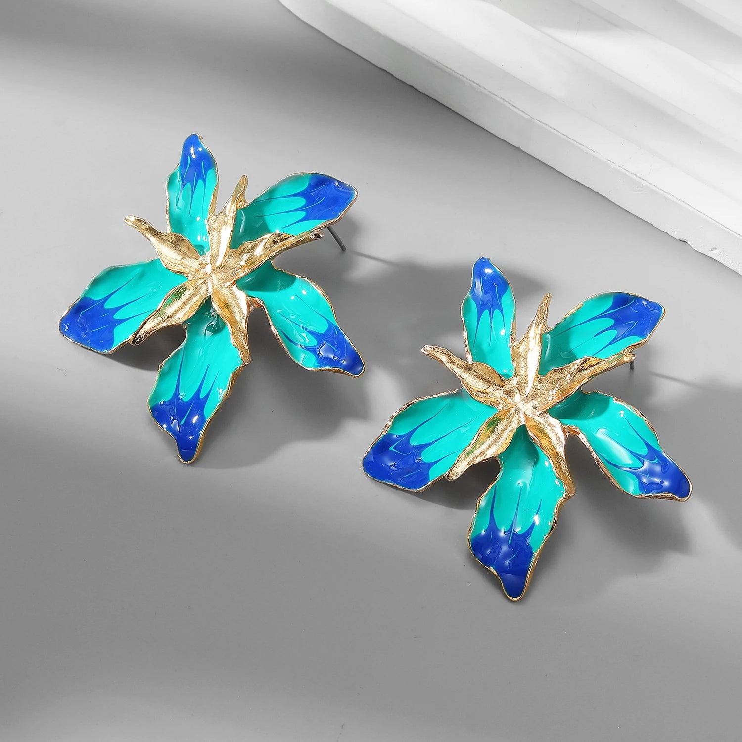 Vintage Punk Flower Large Earrings for Women Jewelry