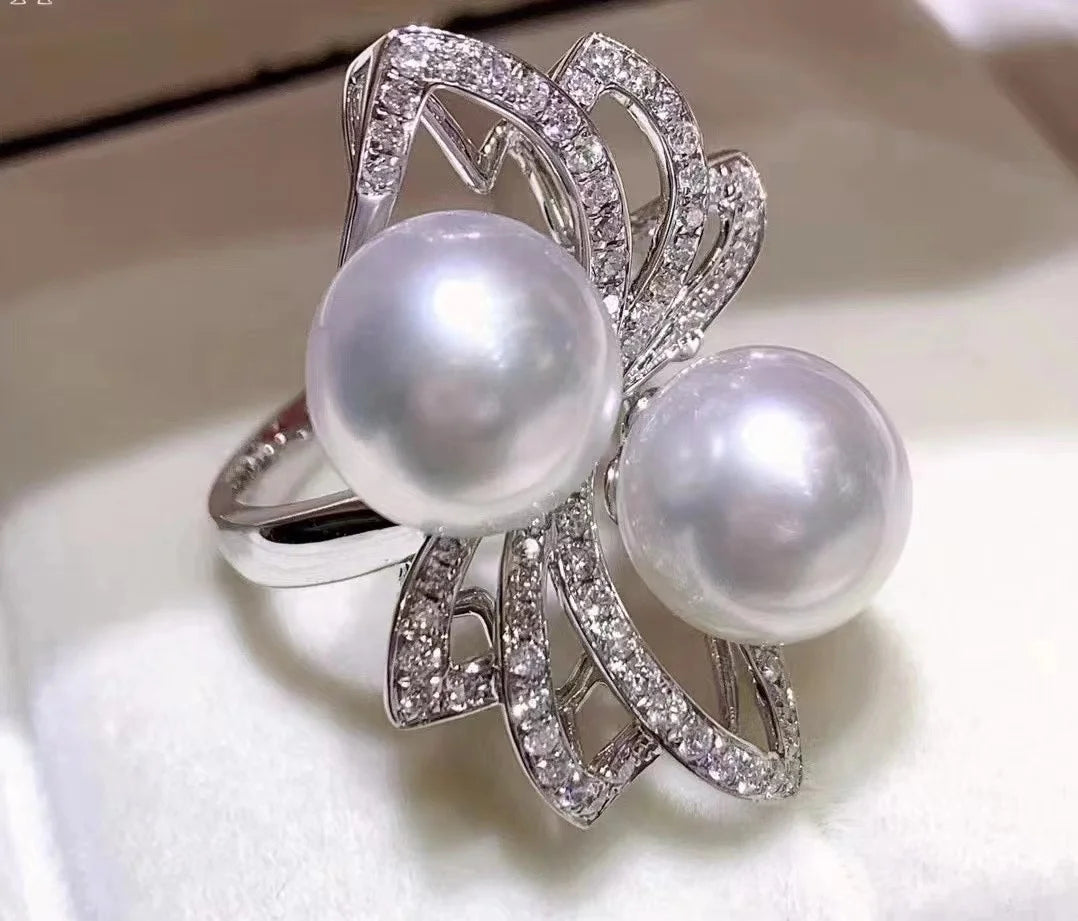 R1069 8-9mm Natural Freshwater Pearl Ring Accessory 925 Sterling Silver Adjustable Size Engagement Jewelry Ring for Women