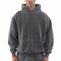 Unisex Hoodie Long Sleeve Loose Fit 600 Grams Heavy Solid Color Embroidered Technique Casual Style Winter Size Solid Color