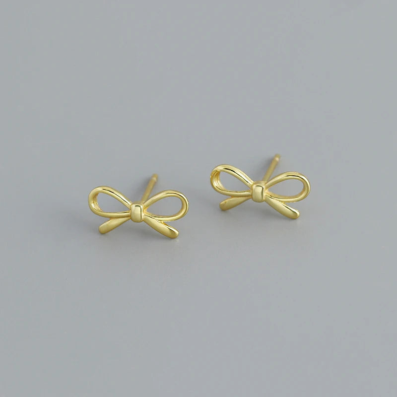 Romantic Cute Bow Stud Earrings for Women Fashion Sweet Simple Ear Bone Piercing Party Jewelry 925 Sterling Silver Gift
