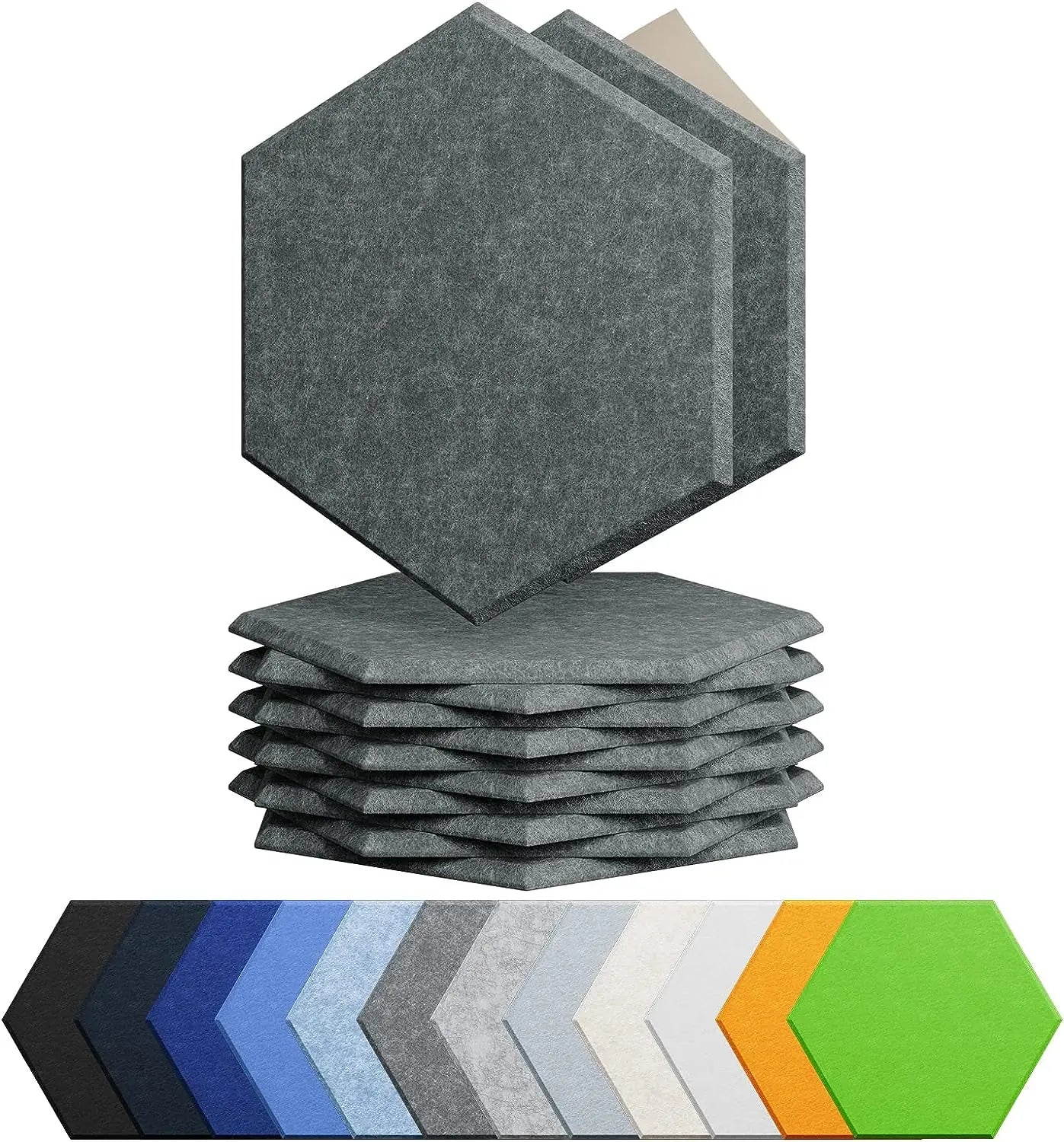 12 Pack Self-adhesive Hexagon Polyester Fiber Sound-Absorbing Panel PET Felt Sound Proof Wall Panels Acoustic Panels