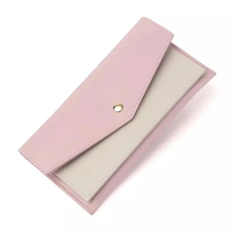 Simple Style PU Leather Wallet for Women Snap Solid Color Clutch Bag Designer Wallet