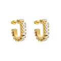 Stylish Titanium Steel Earrings Hoop Stud Geometric Pattern Zircon Pearl Trendy Banquet Gift Jewelry Stainless Steel Main