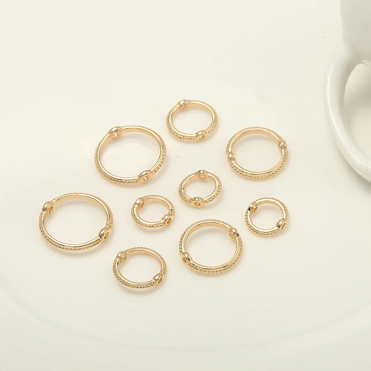 Wholesale DIY Jewelry Making Accessories 14K Gold Plated Connecting Rings for Bracelets Necklaces Round Double Hole Beaded Rings