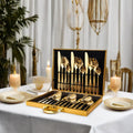 Top Selling Durable Water Cube Design 24 Pieces Stainless Steel 18/0 Gold Plated Wedding Cutlery Flatware Set