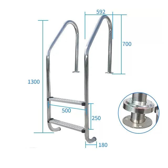 Customizable Non-Slip Stainless Steel Pool Ladder SL 2 with Thickened Design Jinde Brand MU515 Model Silver 2-Year Warranty