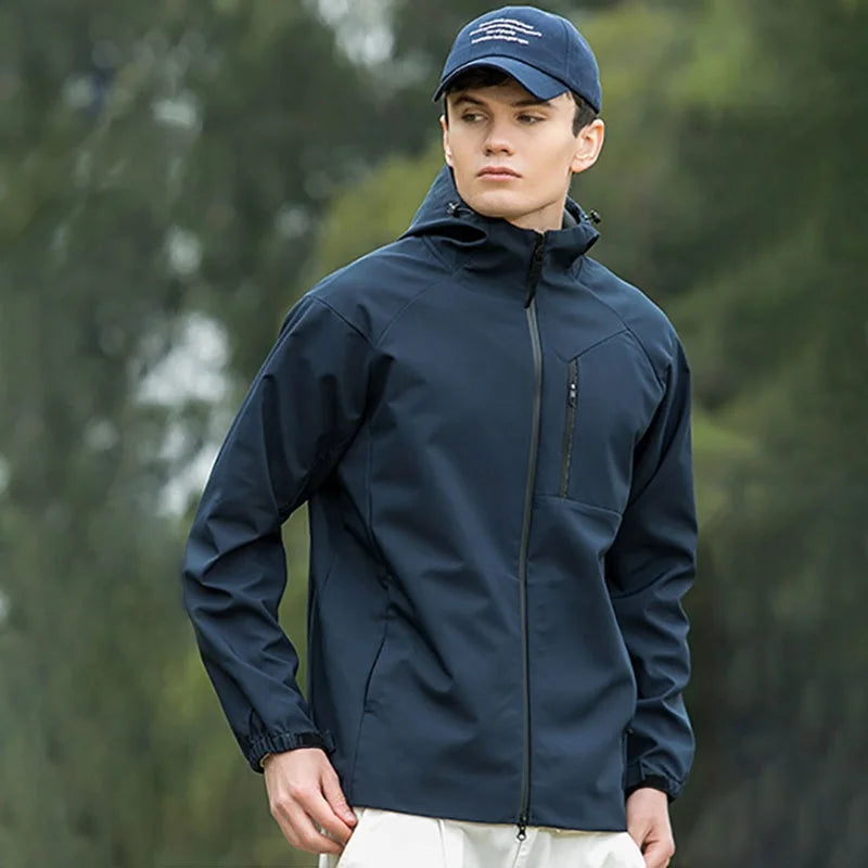 OEM Unisex Softshell Jacket Full Zip Casual Style Waterproof Outdoor Windbreaker Jacket Hooded Autumn Spring Mesh Woven Top Wear