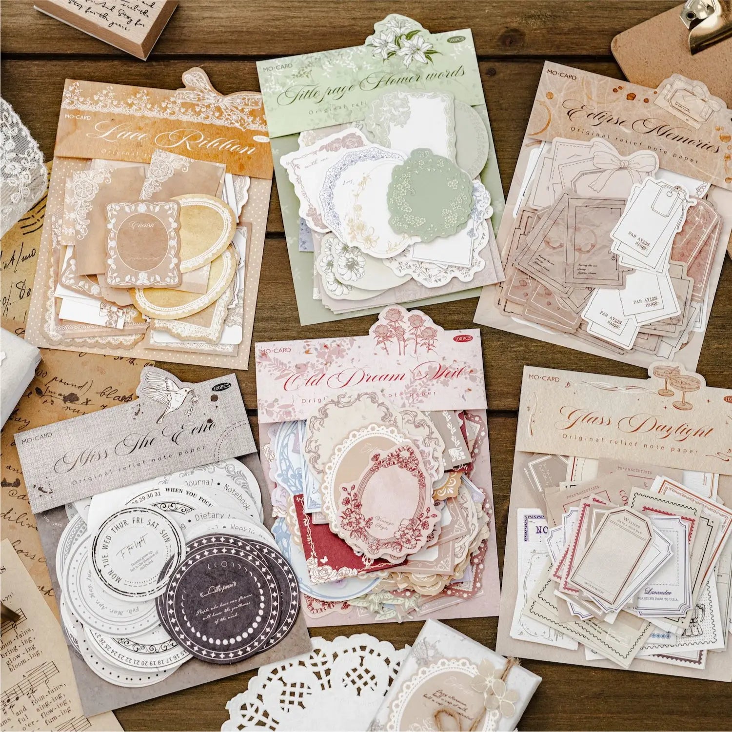 100pcs/pack Material Pack Late Wind Chronicle Series Embossed Handbook DIY Material Decorative Underlining