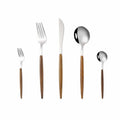 Portuguese Reusable 5 Pieces Stainless Steel Cutlery Flatware Set With Wood Handle for Wedding Restaurant Festival