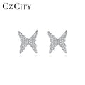 CZCITY Silver CZ Stud Earring Trend 2025 Charm 925 White Gold S925 Sterling Silver Vintage Butterfly Jewelry