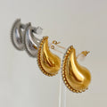 Dazan HOT Autumn Winter 18k Gold Plated Unique Hypoallergenic Stainless Steel Chain Zircon Tear Hallow Vintage Dancer Earrings