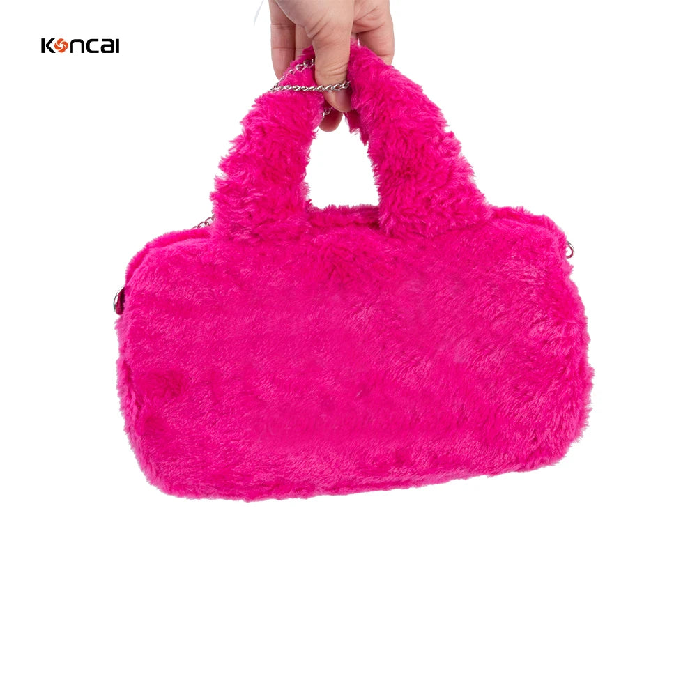 Custom Exquisite Cosmetic Shoulder Bag Teddy Velvet Waterproof Makeup Storage Tote Bag