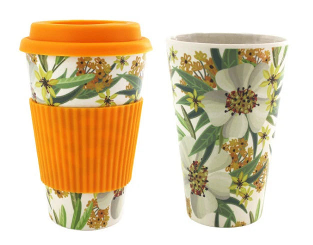 Eco-friendly Wholesale Reusable Bamboo Fiber Cups Coffee Drink Mugs Cup with Silicone Lid
