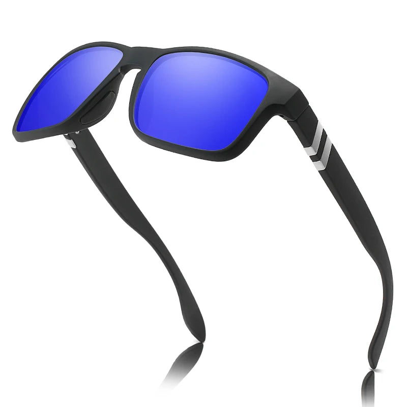 DUBERY 2025 Customized Logo Bike Riding Polarized Sunglasses Big Square Blue Transparent Yellow Lens Unique Ladies Sunglasses