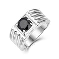 Trendy Men's Royal Blue Stone Ring Luxury Silver Color Zircon Wedding Bands Diamond Engagement Rings Mens Jewelry Gifts Parties