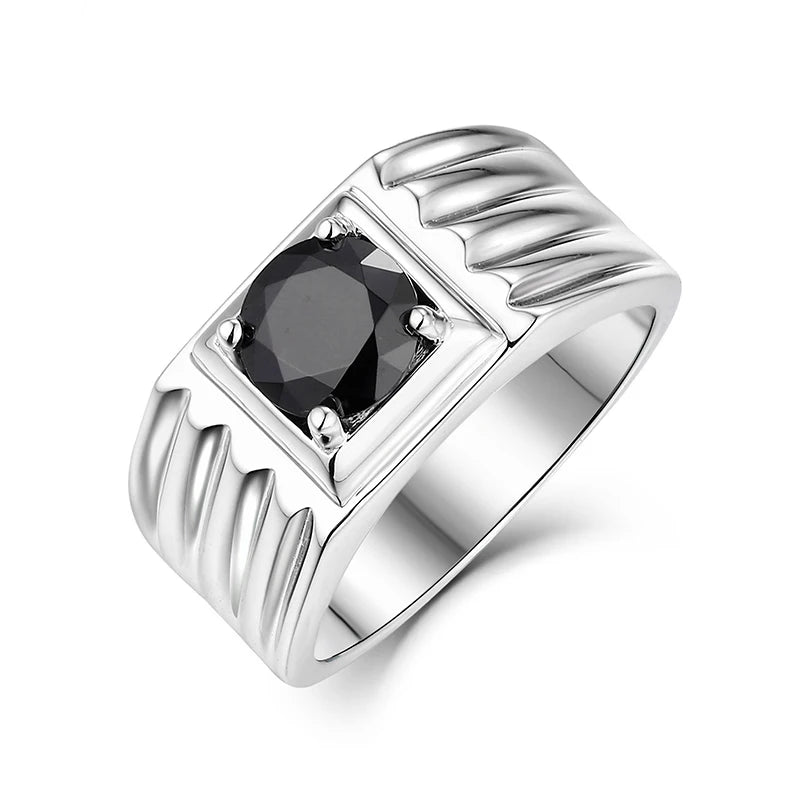 Trendy Men's Royal Blue Stone Ring Luxury Silver Color Zircon Wedding Bands Diamond Engagement Rings Mens Jewelry Gifts Parties