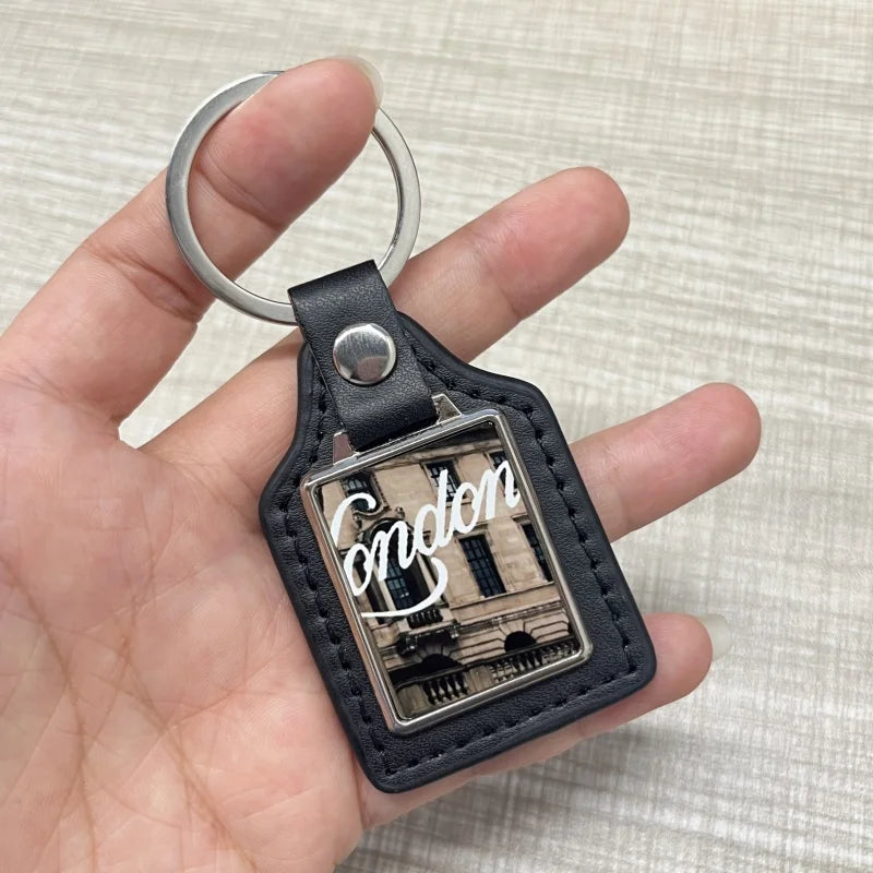 Factory Wholesale Custom Logo Real Leather Metal Keychains Promotional Business Gifts with llaveros Para Sublimar