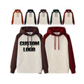 High Quality Splicing Collision Color Fleece  Loose Raglan Sleeve Hoodie Custom Embroidery Screen Print Pullover