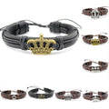 Manufacturer Crown Charm Wrap Bracelet Genuine Leather Armband Bracelets