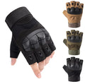Half finger Hard Protective knuckle Shock Resistant Fingerless Leather Hunting Tactical Motorcycle Gloves