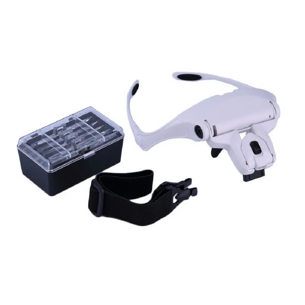Adjustable 5 Lens Loupe LED Light Headband Magnifier Glass LED Magnifying Glasses With Lamp Eyelash Extension Grafting Tools