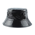PU Waterproof Bucket Rain Hat Women  Hip Hop PU Leather Dots Color Reversible Fisherman Hats