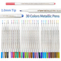 Flysea Metallic Marker Pens for 30 Assorted Color Soft Sheen Glitter Painting Pen Card Making Birthday Greeting
