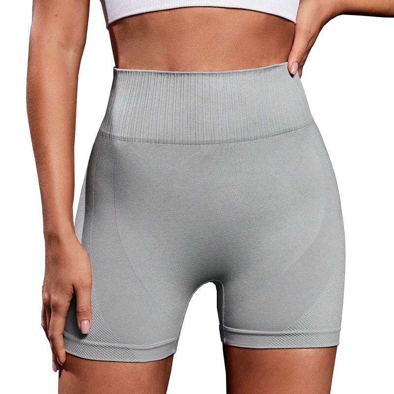 Women's High-Waisted Seamless Knit Breathable Spandex/Nylon Yoga Leggings Hip Lift Elastic Fitness Wear Shorts