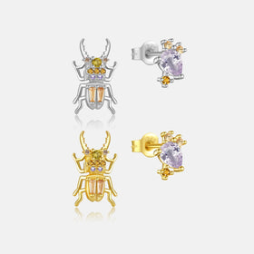 FUAMAY 925 Sterling Silver Earrings Hexapod Insect Earrings Animal Irregular Earrings With Zircon