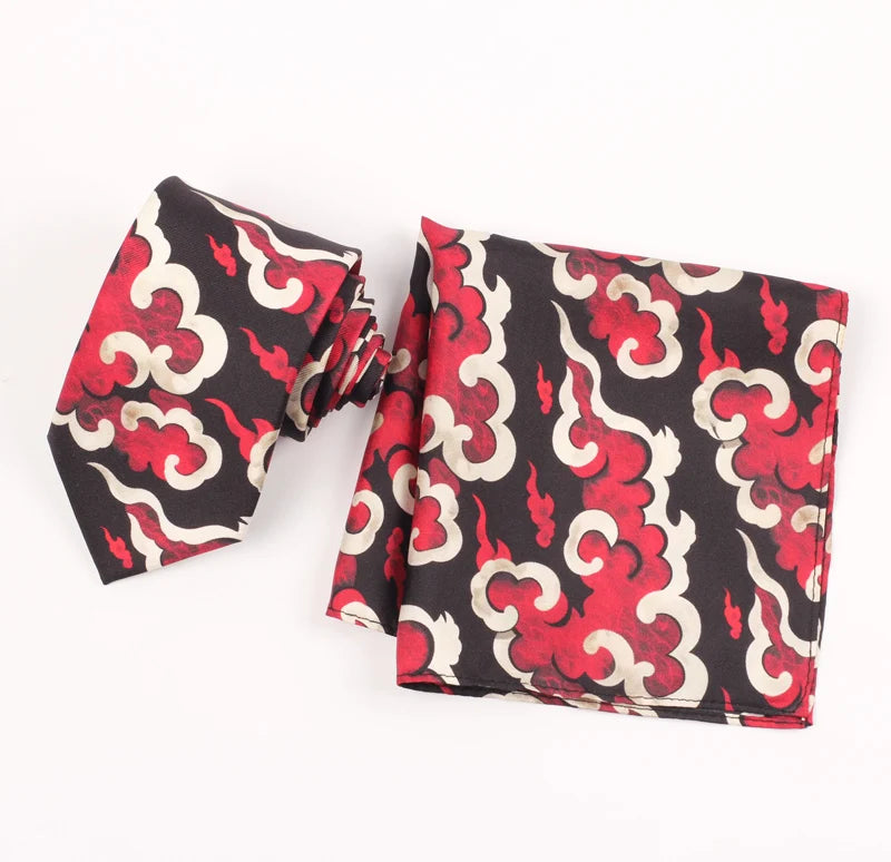 New Design 100% Silk Handmade Printed Men's Casual Necktie Set Custom Logo Silk Tie and Pocket Square Set