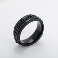 Minimalist Jewelry Stainless Steel Black Plated Insertable Chain Rotating Ring for Men