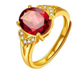 Sand Gold Women's Plated Yellow Gold Garnet Ring Women's Gold Ruby Wedding Ring Live Ring